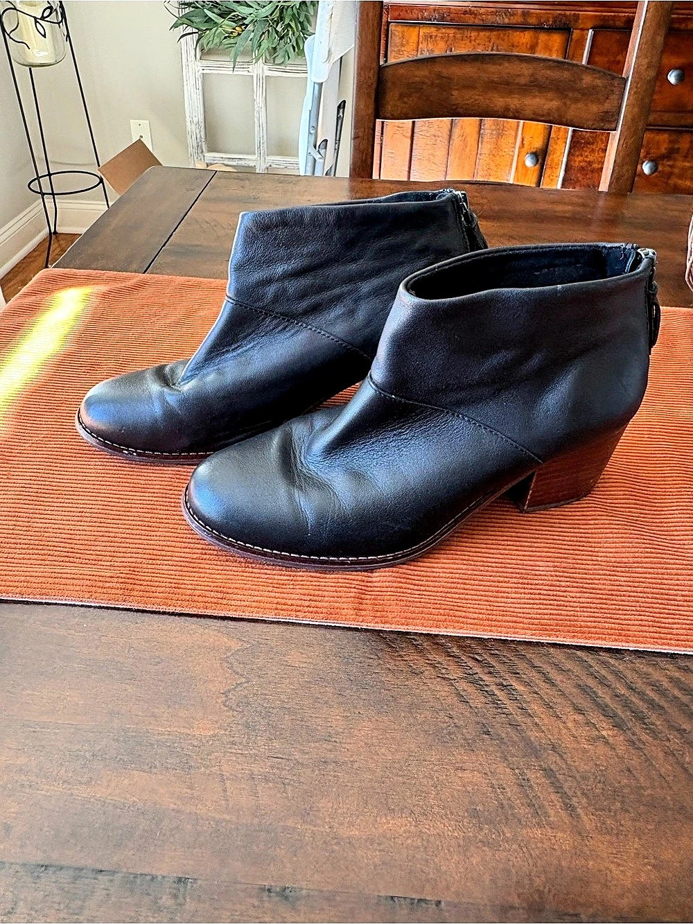 TOMS Ankle Boots Black & Brown Zip Tassel